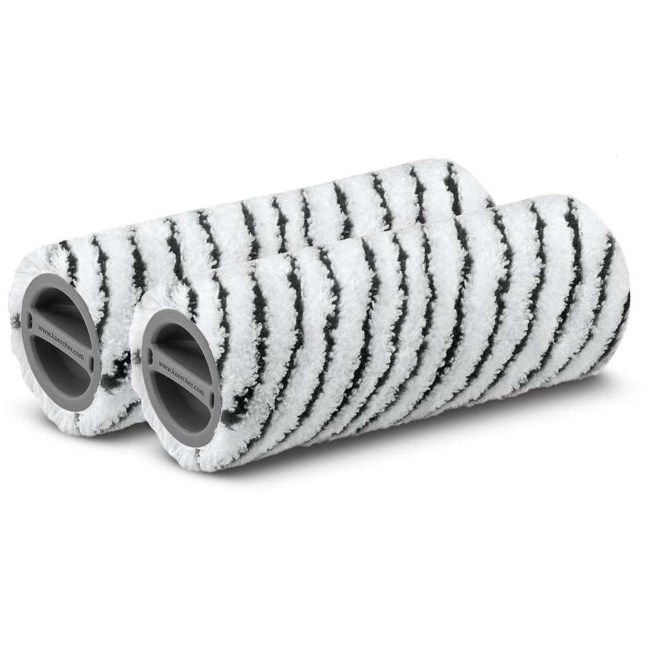 Kärcher 2.055-021 Set di Spazzole a Rullo Bianco/Nero per Lavapavimenti Elettrici, 2 Pezzi