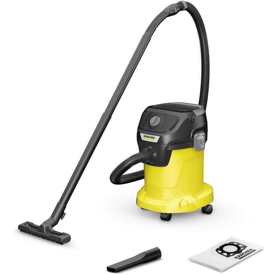 Kärcher KWD 3 V-17 Bidone Aspiratutto Solidi e Liquidi 1000 W – Serbatoio 17 L – Nero e Giallo