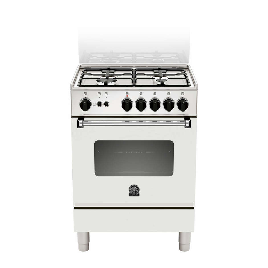La Germania AMN104GEVSWE serie americana cucina 60x50 4 fuochi a gas forno gas ventilato con grill elettrico classe A+ bianco