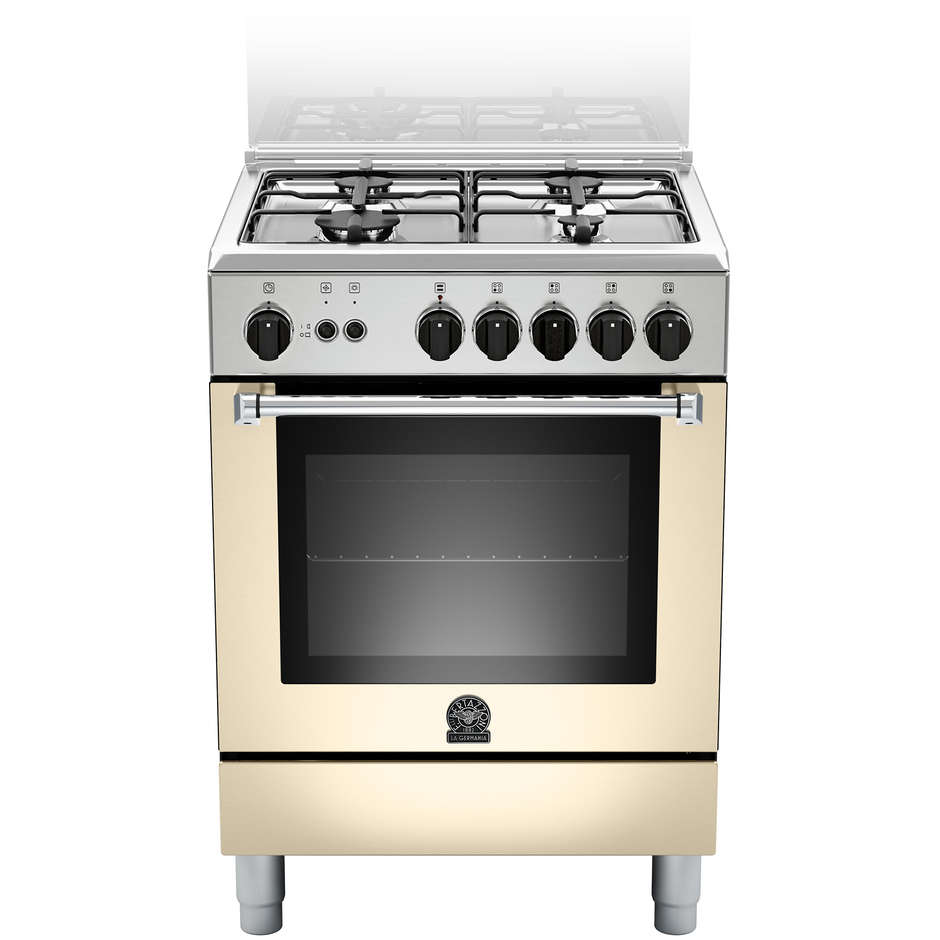 La Germania AMN604GEVSCRE cucina 60x60 4 fuochi a gas forno gas ventilato con grill elettrico 56 litri classe A+ crema