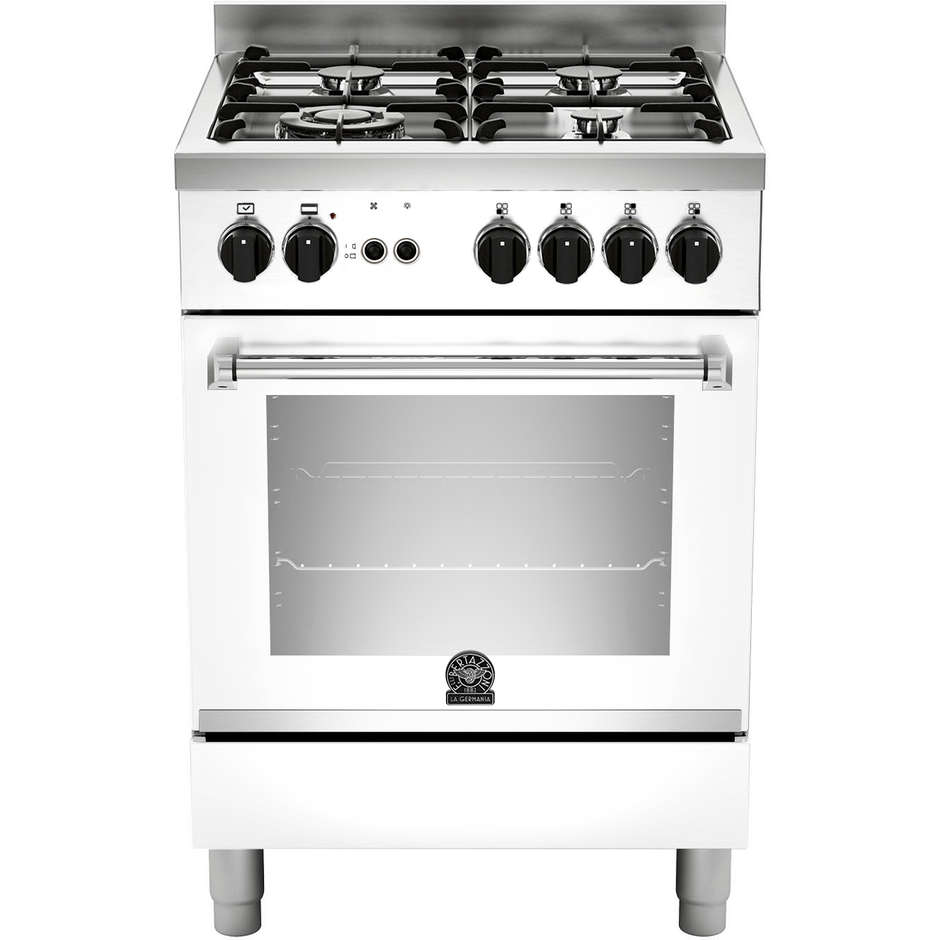 La Germania AMN604GEVSWC cucina 60x60 4 fuochi a gas forno gas ventilato con grill elettrico 56 litri classe A+ colore bianco