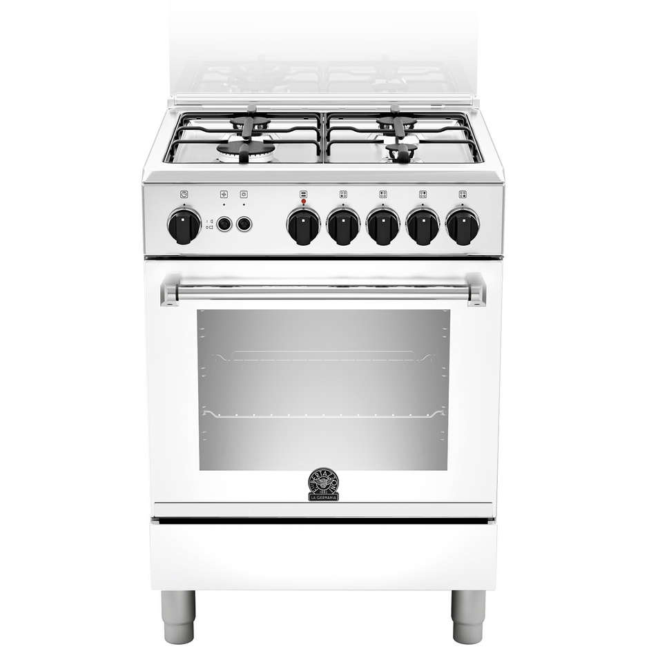 La Germania AMN604GEVSWE cucina 60x60 4 fuochi a gas forno a gas ventilato con grill elettrico 56 litri classe A+ bianco