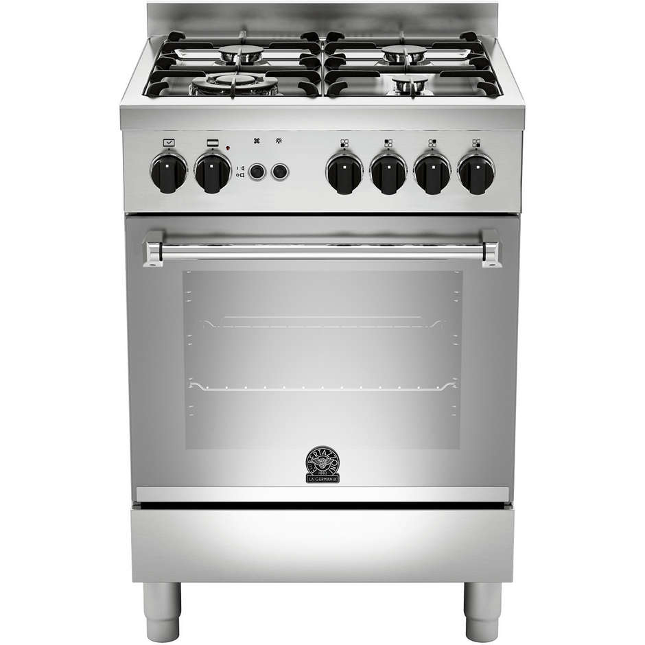 La Germania AMN604GEVSXC cucina 60x60 4 fuochi a gas forno gas ventilato con grill elettrico 56 litri classe A+ colore inox