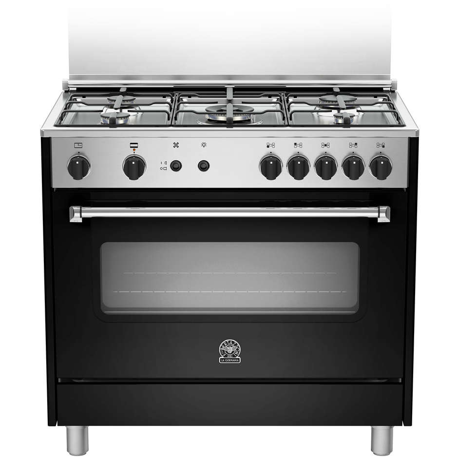 La Germania AMN905GEVSNEE cucina 90x60 5 fuochi a gas forno a gas ventilato con grill elettrico 115 litri classe A+ nero