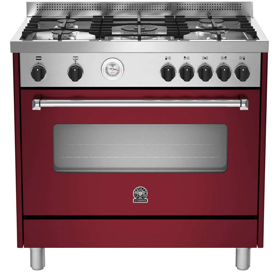 La Germania AMN905GEVSVIT cucina 90x60 5 fuochi a gas forno a gas ventilato con grill elettrico 115 litri classe A+ colore vino
