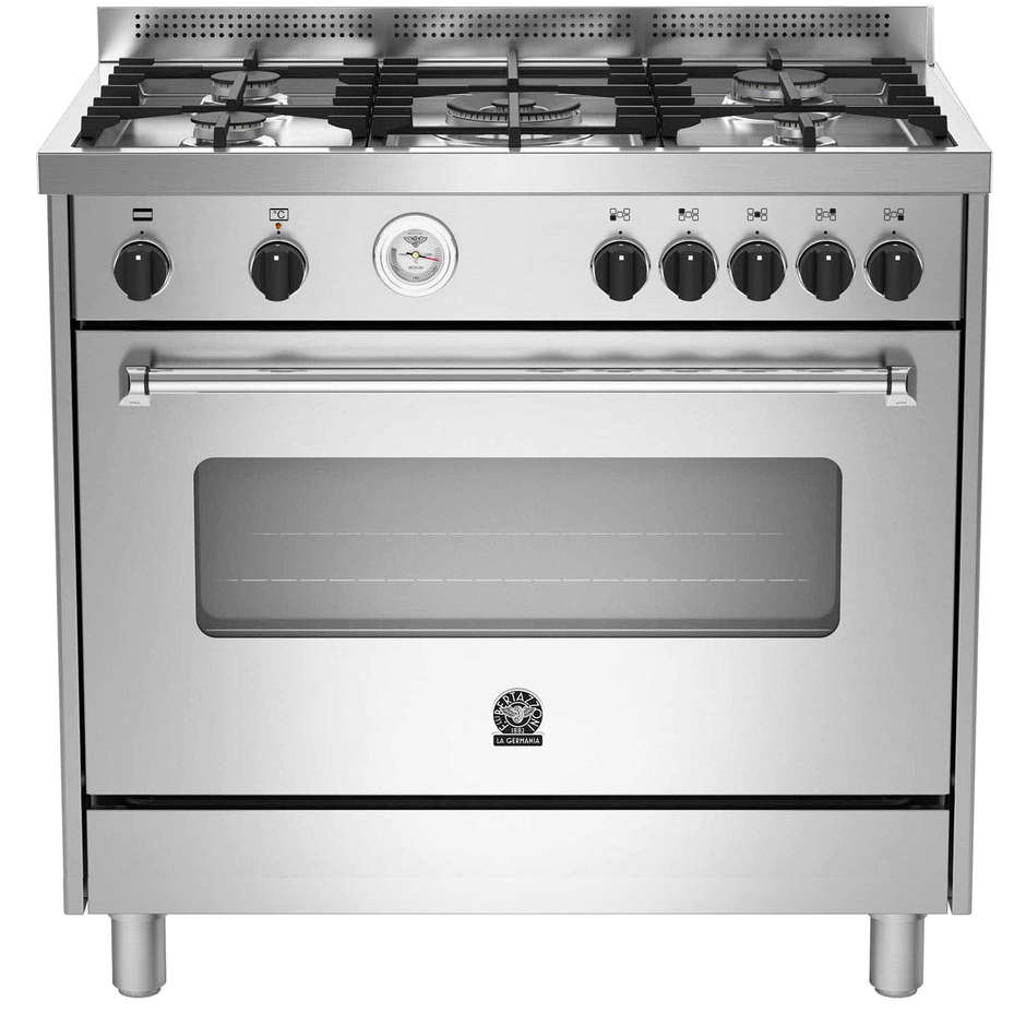 La Germania AMN905GEVSXT cucina 90x60 5 fuochi a gas forno a gas ventilato con grill elettrico 115 litri classe A+ colore inox