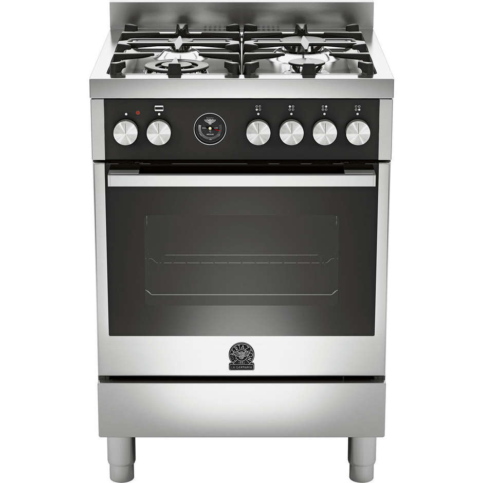 La Germania FTR604GEVSXT cucina 60x60 4 fuochi a gas forno a gas ventilato con grill elettrico classe A+ colore inox