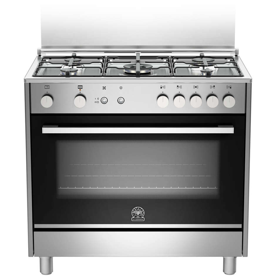 La Germania FTR905GEVSXE cucina 90x60 5 fuochi a gas forno gas ventilato con grill elettrico classe A+ inox