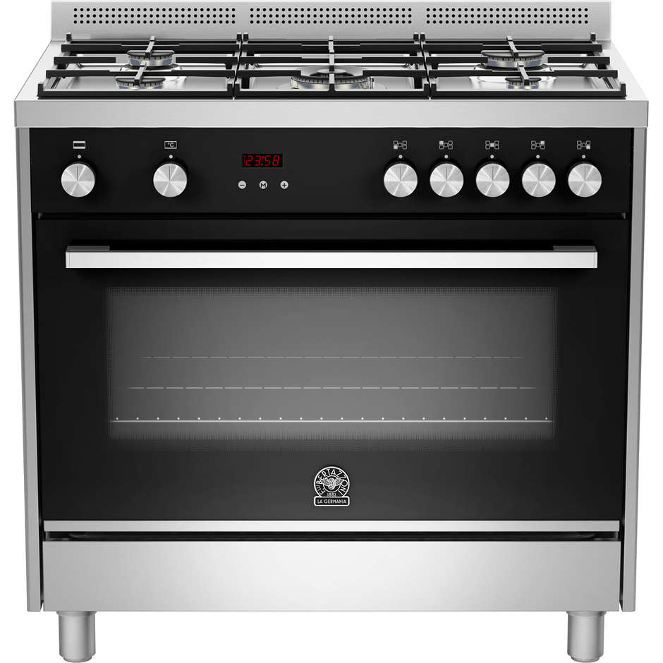 La Germania FTR905MFESXT cucina 90x60 5 fuochi a gas forno elettrico multifunzione 85 litri classe A colore inox, nero