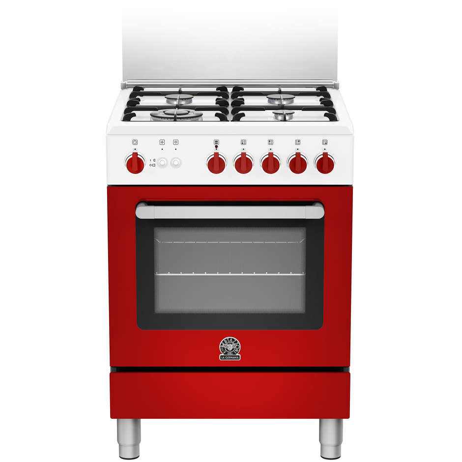 La Germania PRM604GEVSWRE serie Prima cucina 4 fuochi a gas 60x60 forno gas ventilato classe A+ bianco rosso