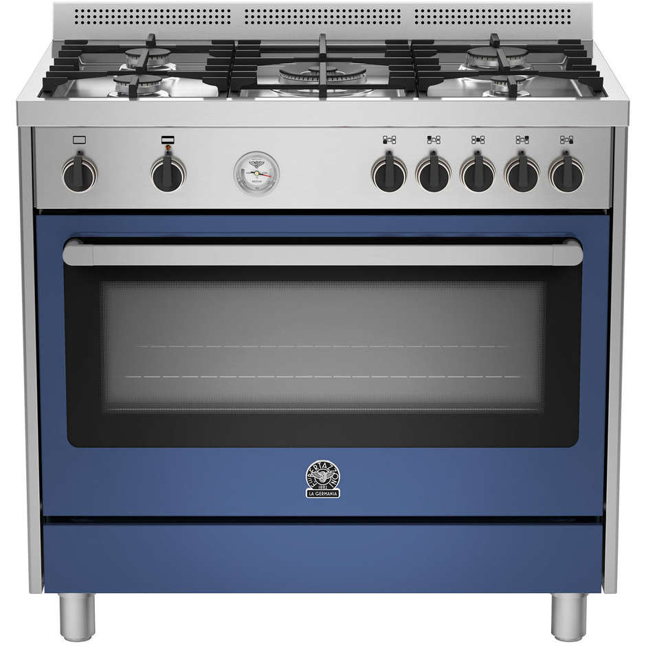 La Germania PRM905GEVSXBT serie Prima cucina 5 fuochi a gas 90x60 forno gas ventilato classe A+ inox e blu