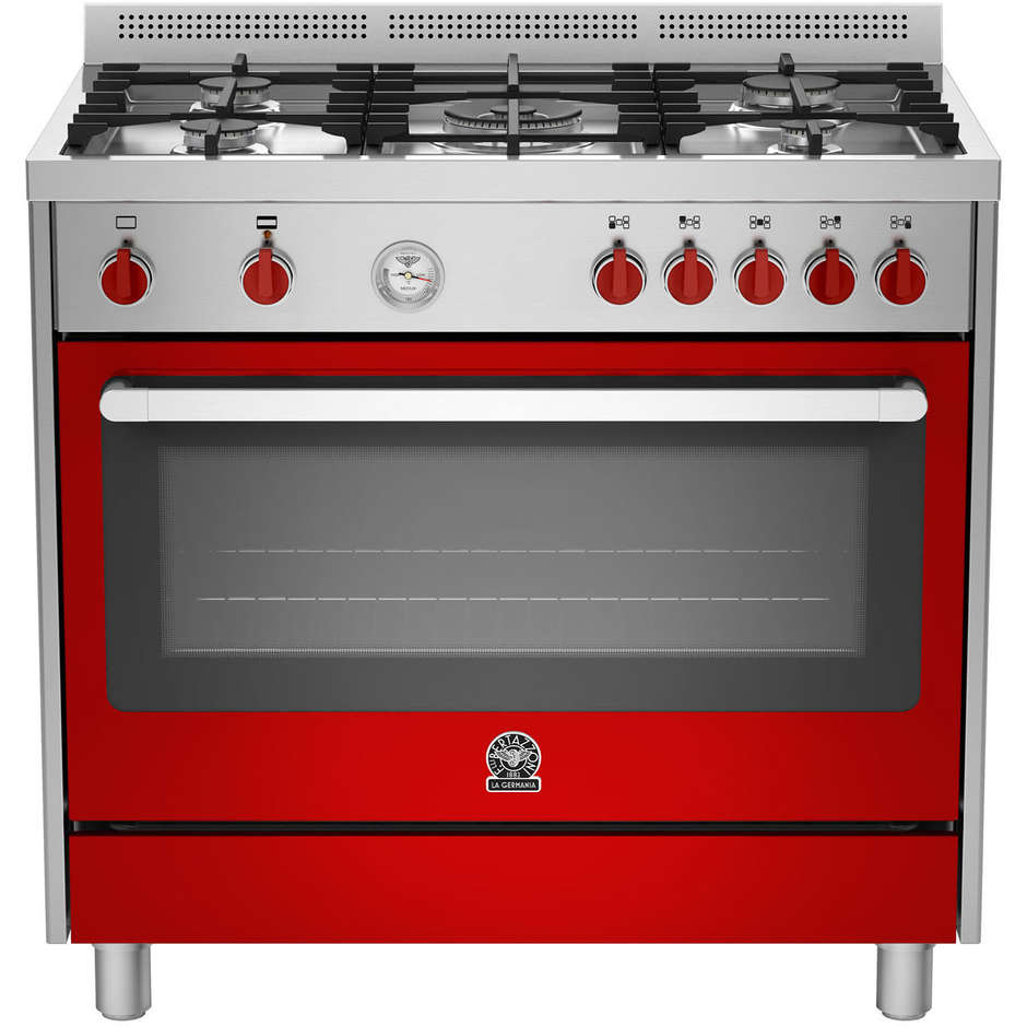 La Germania PRM905GEVSXRT serie Prima cucina 90x60 5 fuochi a gas forno a gas ventilato classe A+ inox rosso