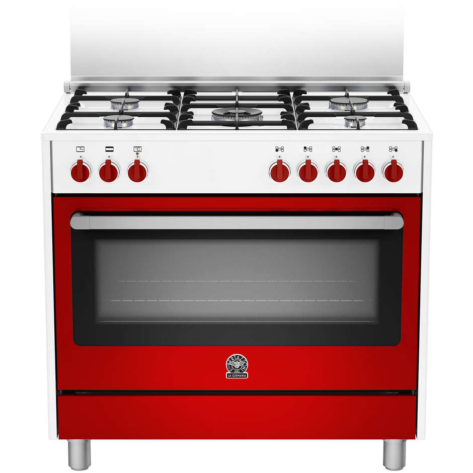 La Germania PRM905MFESWRE serie Prima cucina 5 fuochi a gas 90x60 forno elettrico multifunzione classe B bianco rosso
