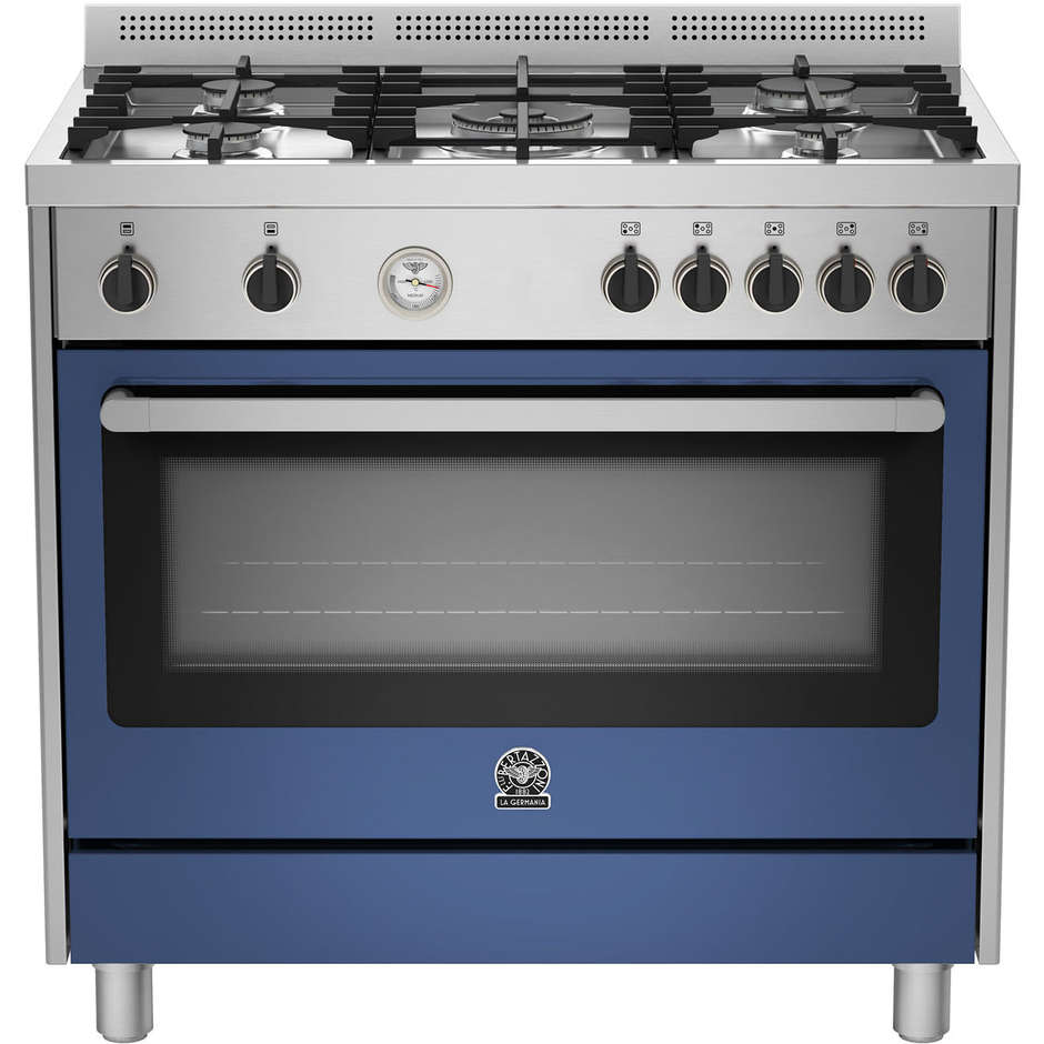 La Germania PRM905MFESXBT serie Prima cucina 90x60 5 fuochi a gas forno elettrico multifunzione classe A inox e blu