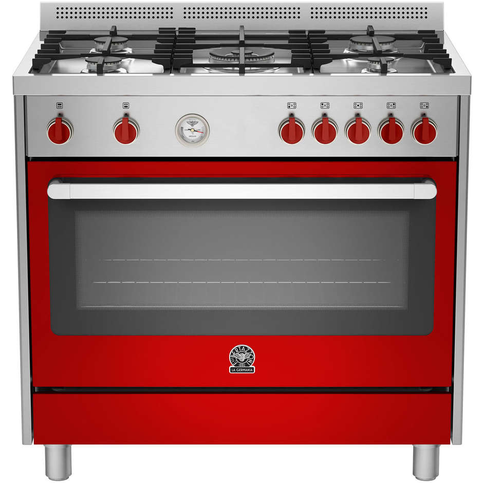 La Germania PRM905MFESXRT serie Prima cucina 5 fuochi a gas 90x60 forno elettrico multifunzione classe A inox rosso