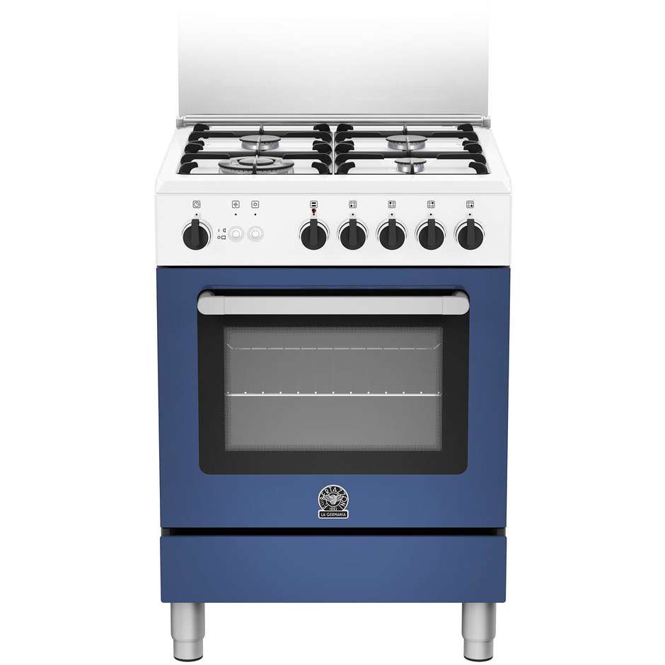 La Germania RI64C71CWB cucina 60x60 4 fuochi a gas forno a gas grill elettrico 56 litri classe A+ colore bianco, blu