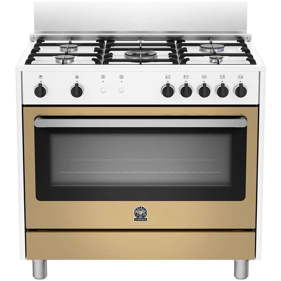La Germania RIS95C71CWL cucina 90x60 5 fuochi a gas forno a gas ventilato con grill elettrico classe A+ colore caffelatte