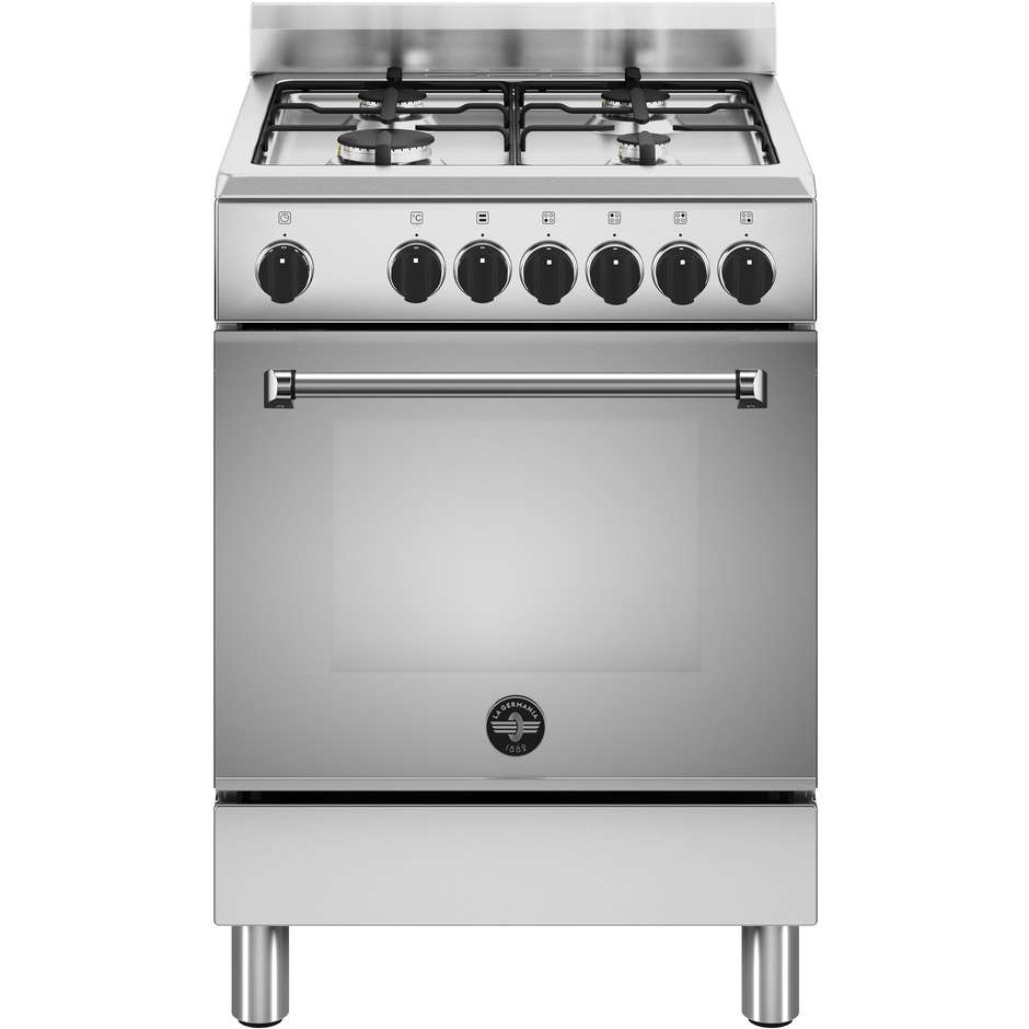 La Germania Serie Americana AMN664EXV/24 Cucina 60x60 cm 4 Fuochi Gas con Doppia Corona Forno Elettrico Multifunzione 56 L Classe A Inox