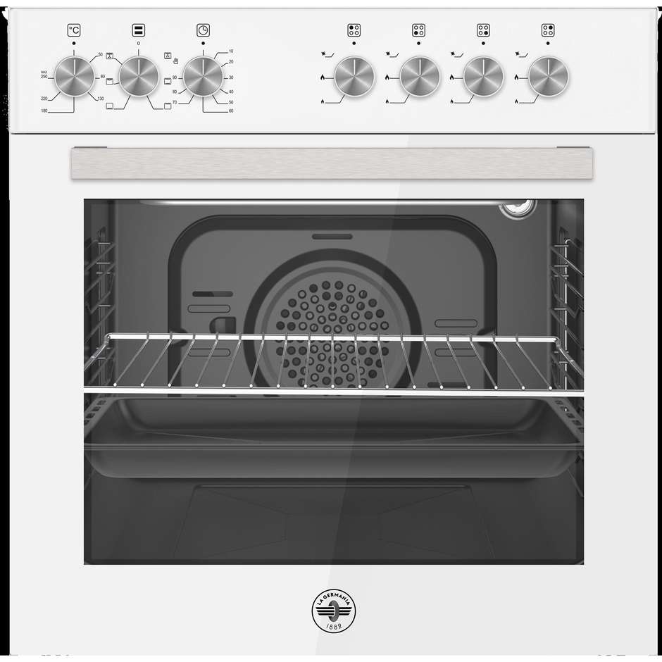 La Germania Serie Suprema SE664EB/24 Cucina 60x60 cm 4 Fuochi Gas con Bruciatore Tripla Corona Forno Elettrico Multifunzione 60 L Classe A Bianco
