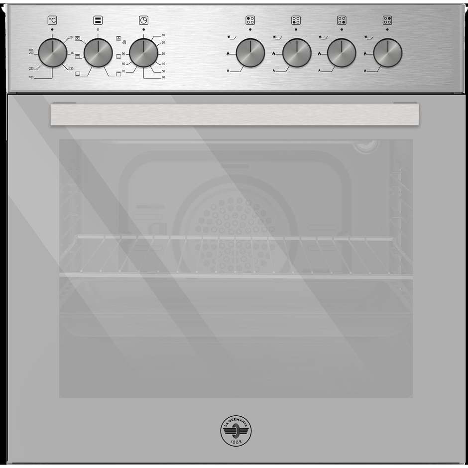 La Germania Serie Suprema SE664EX/24 Cucina 60x60 cm 4 Fuochi Gas con Bruciatore Tripla Corona Forno Elettrico Multifunzione 60 L Classe A Inox