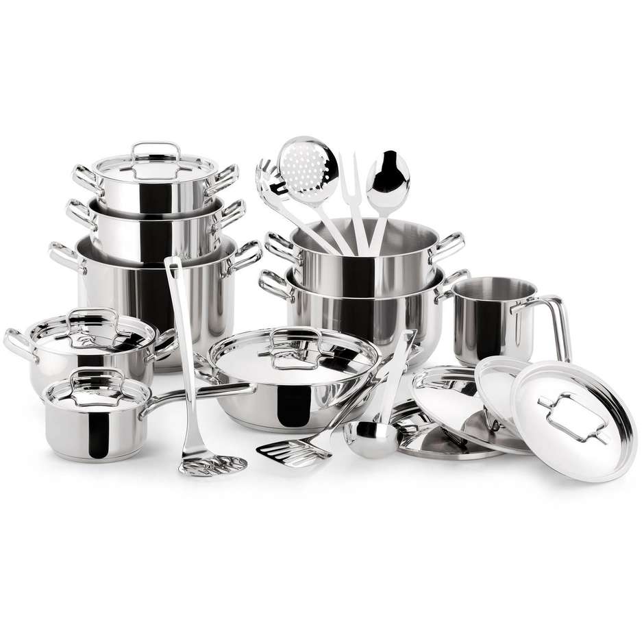 Lagostina 7116001380 set pentole 24 pz acciaio inox antiaderente