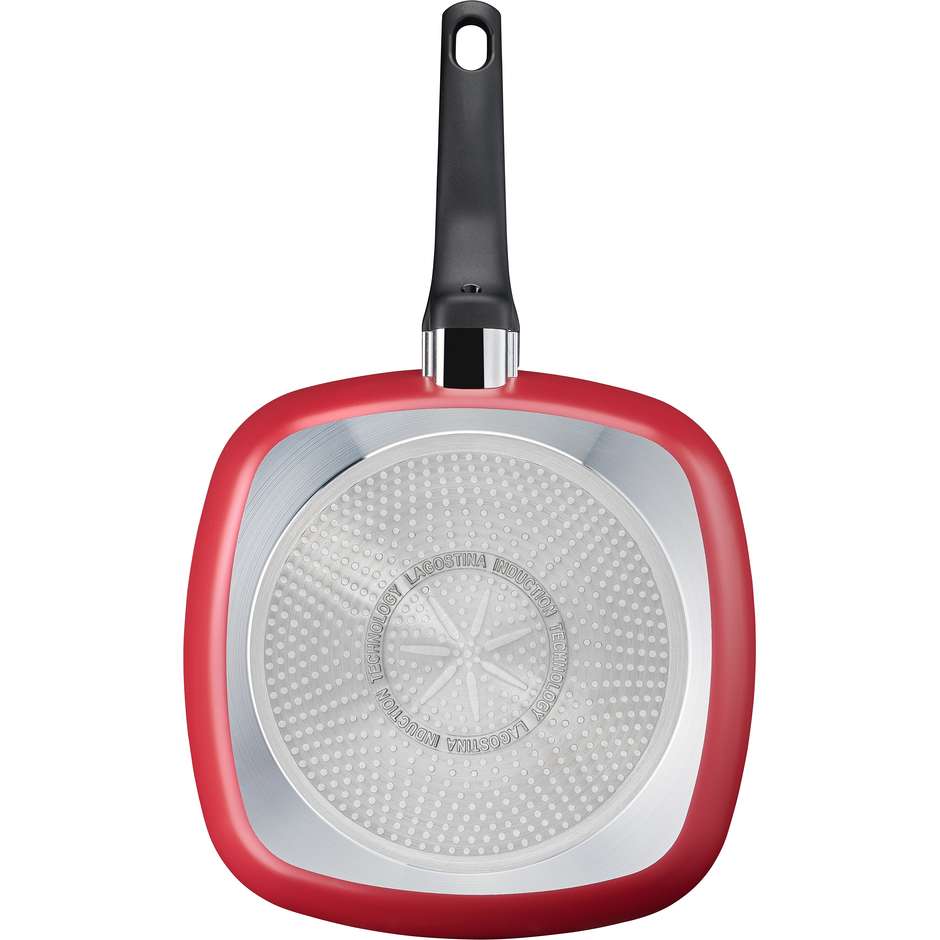 Lagostina Grill 26x26 Bistecchiera Quadrata Titanium Easy Induzione – Rossa