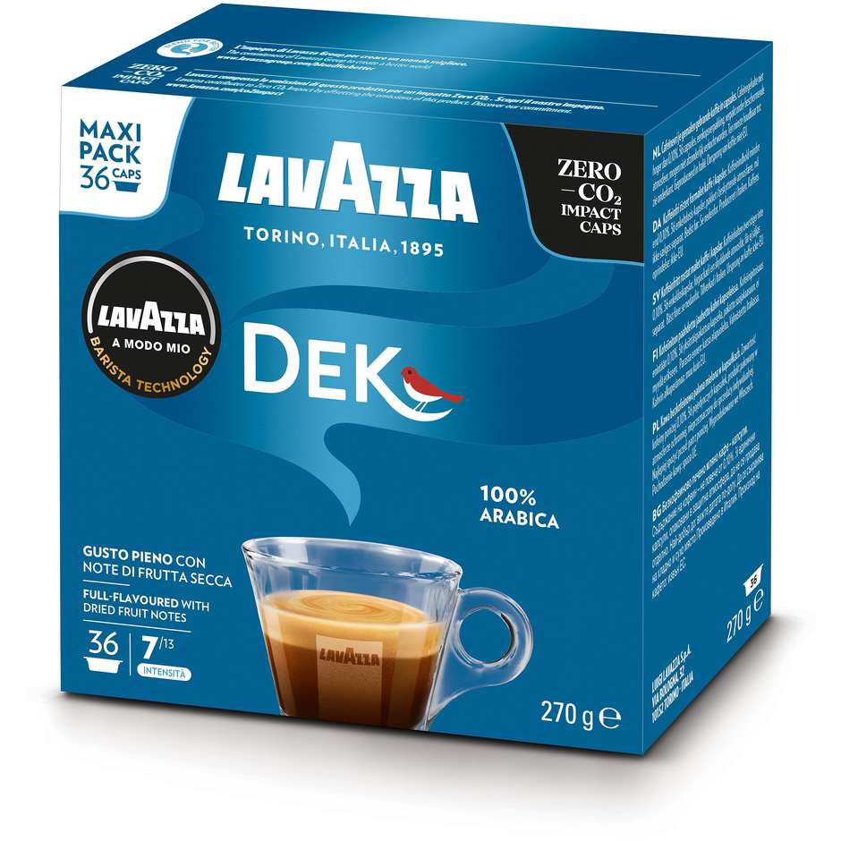 Lavazza A Modo Mio Dek Cremoso, 36 Capsule Caffè Decaffeinato