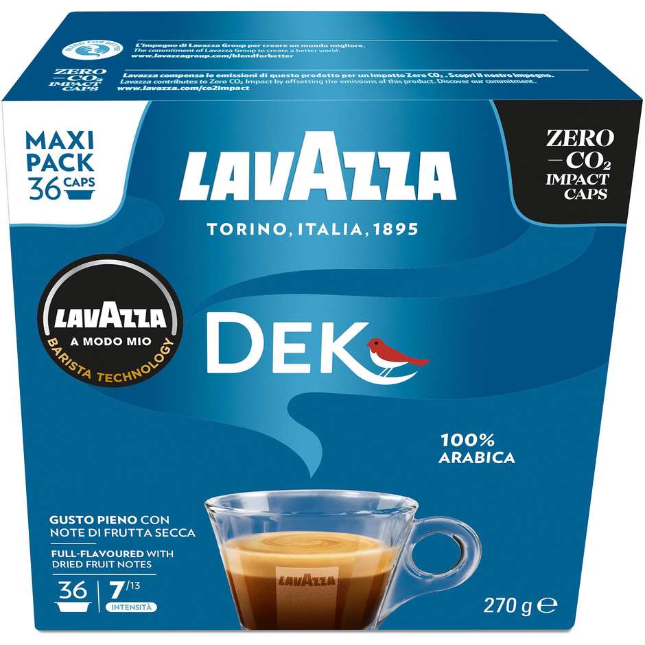 Lavazza A Modo Mio Dek Cremoso, 36 Capsule Caffè Decaffeinato