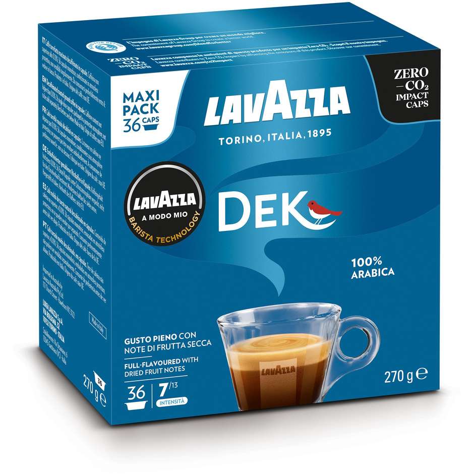 Lavazza A Modo Mio Dek Cremoso, 36 capsule decaffeinate, intensità 7/13
