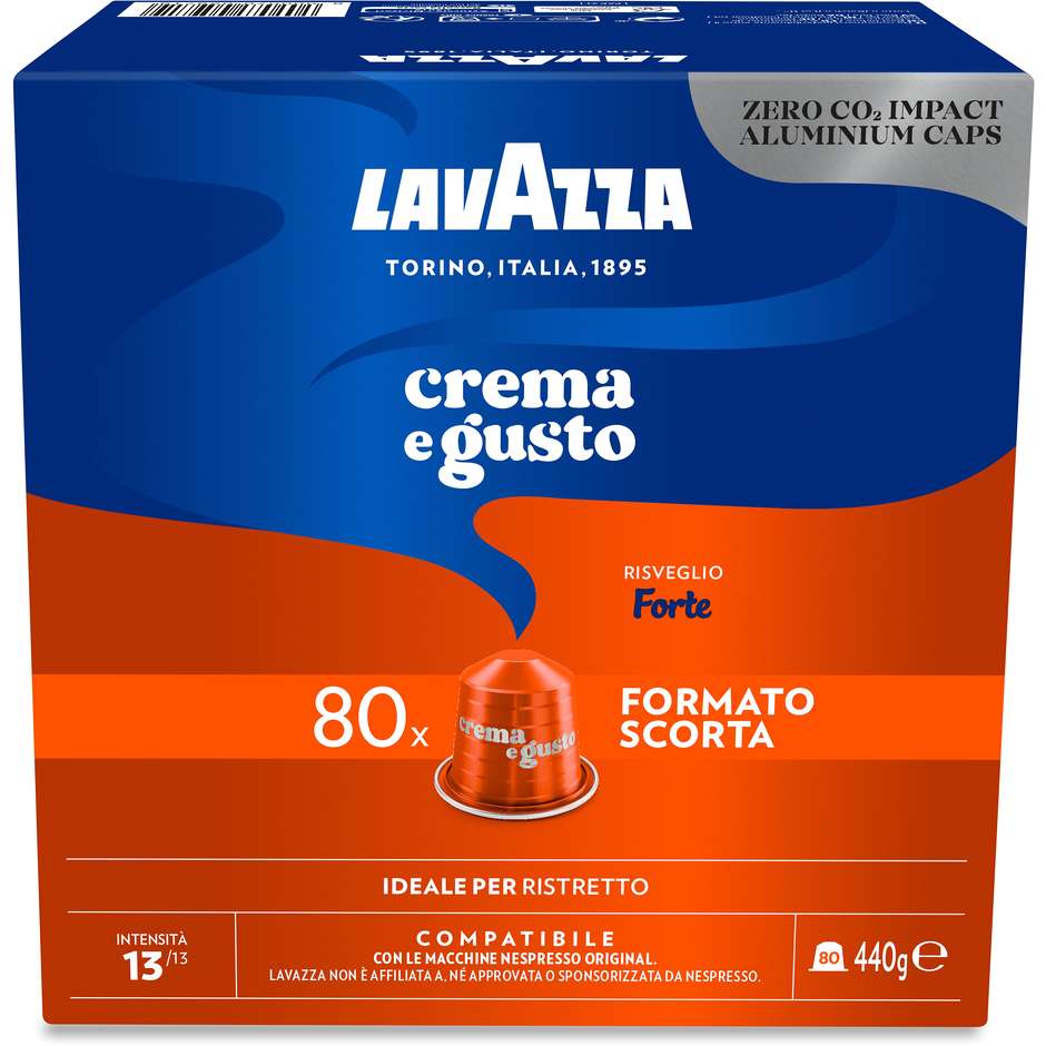 Lavazza Capsule Compatibili Nespresso Crema e Gusto Forte, 80 Capsule