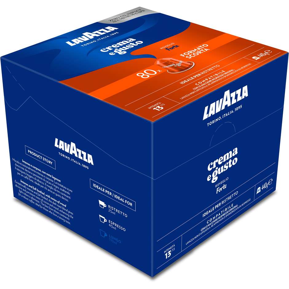 Lavazza Capsule Compatibili Nespresso Crema e Gusto Forte, 80 Capsule