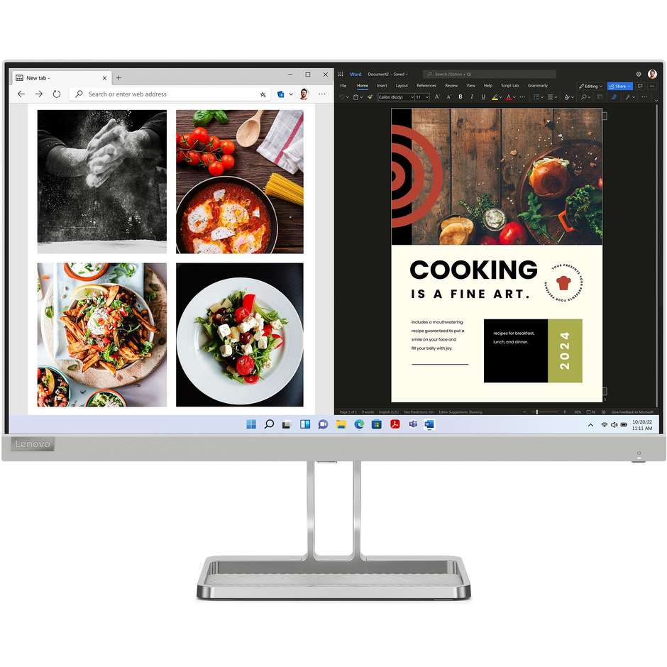 Lenovo 67A8KAC3IT Monitor 23.8" Full HD 250 cd/m² Classe E Colore Grigio