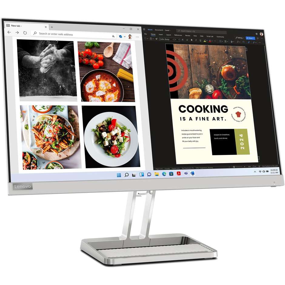 Lenovo 67A8KAC3IT Monitor 23.8" Full HD 250 cd/m² Classe E Colore Grigio