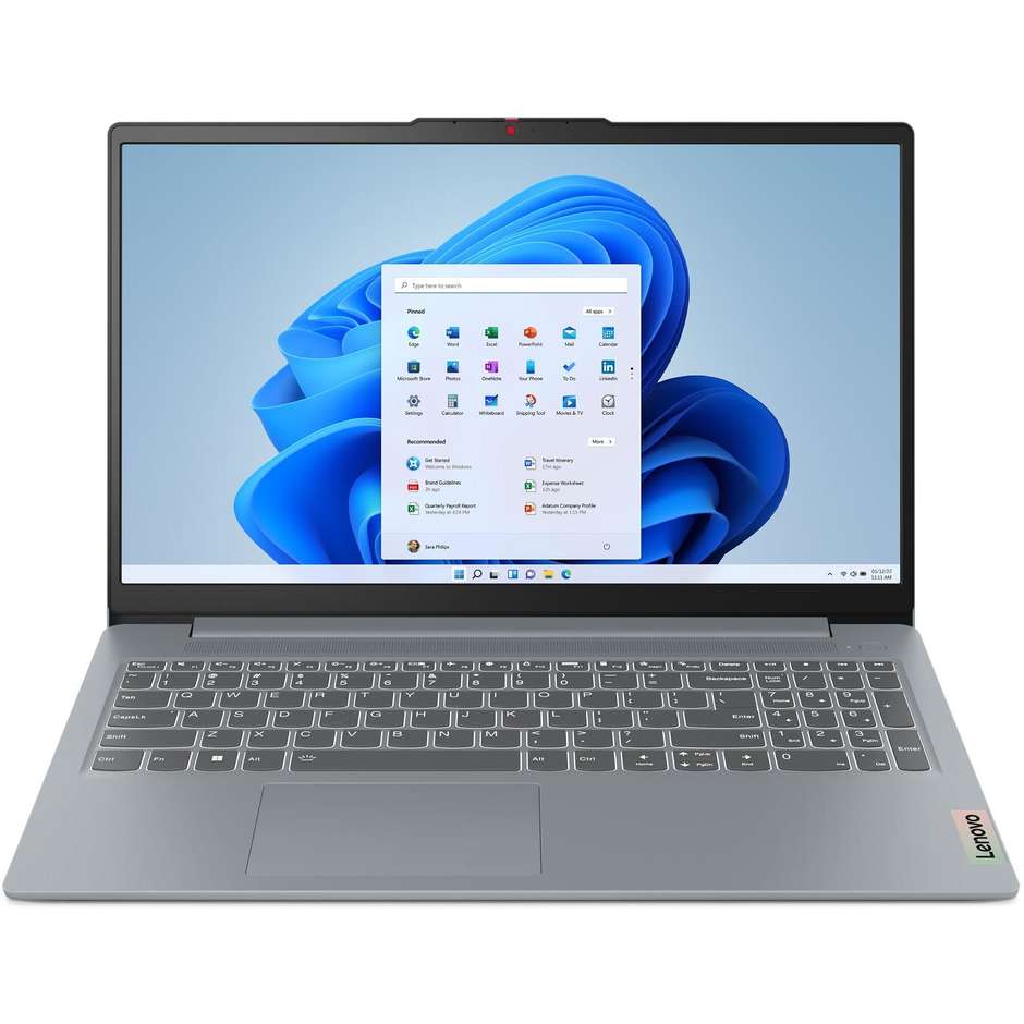 Lenovo 82XQ004GIX Notebook 15" Ram 8 GB Memoria 256 GB Windows 11 Home in S mode Colore Grigio