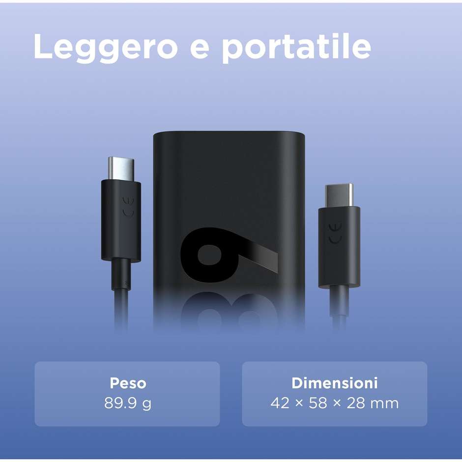 Lenovo Caricatore da Parete USB-C GaN 68W con Cavo 1,5 m Nero