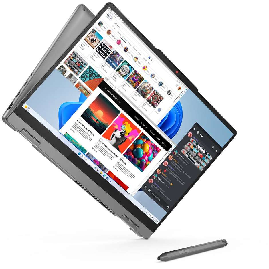 Lenovo IdeaPad 5 Notebook 2-in-1 14" Touch screen Ram 16 GB Memoria 512 GB Wi-Fi Windows 11 Home Colore Grigio