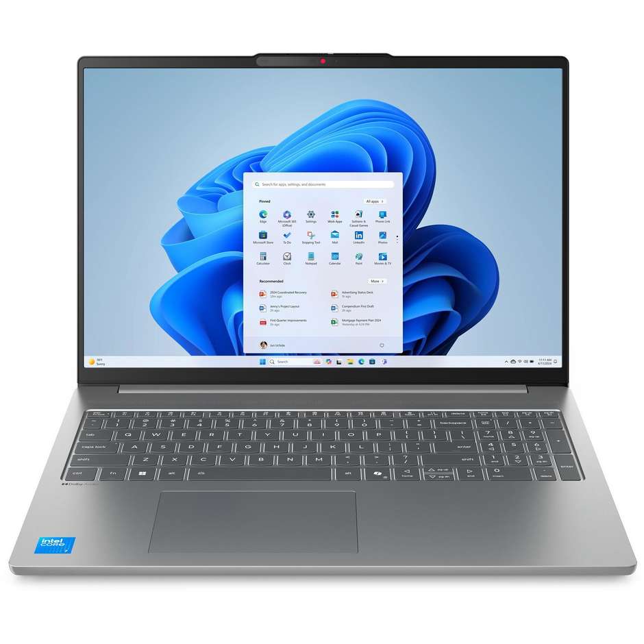 Lenovo Notebook 16" Ram 32 GB Memoria 1 TB Windows 11 Home Colore Grigio