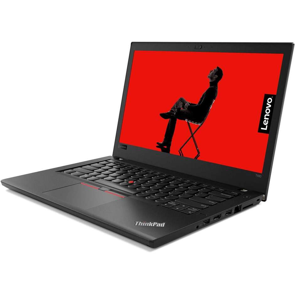 Lenovo ThinkPad T480 Notebook 14" Intel Core i7-8550U Ram 8 GB SSD 156 GB colore Nero