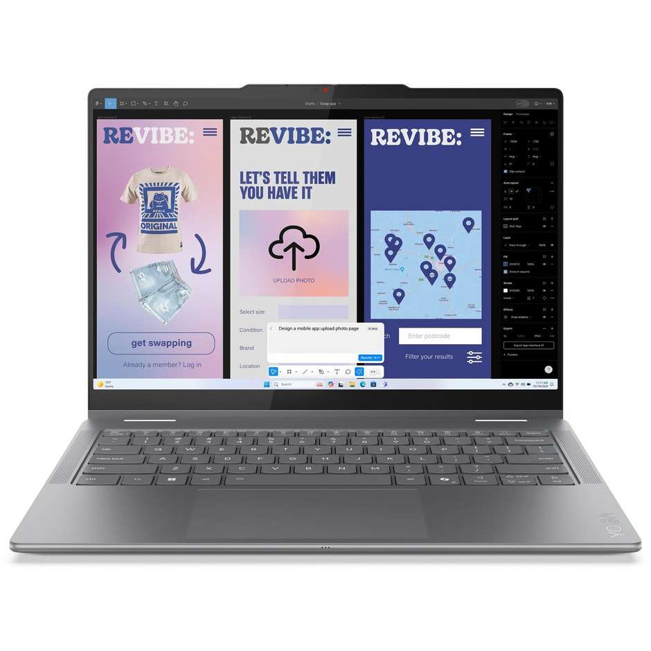 Lenovo Yoga 7i Notebook Convertibile 2-in-1 14" Ram 16 GB Memoria 512 GB - Windows 11 Home Colore Grigio