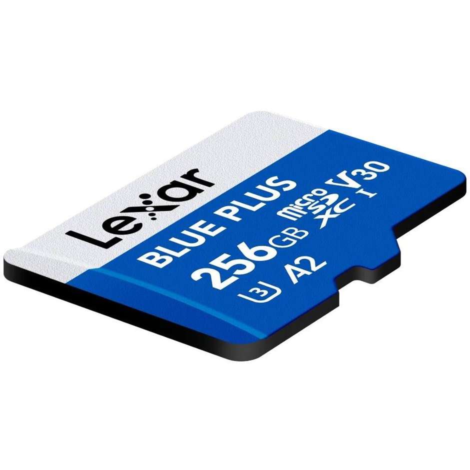 Lexar Blue Plus microSDXC 256GB UHS-I U3 V30 A2 con adattatore SD