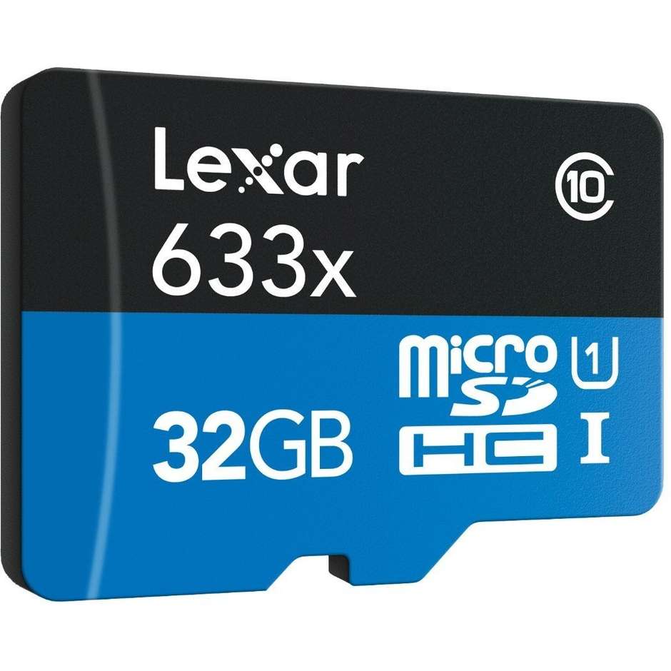 Lexar High-Perfomance 633x Memory Micro SDHC 32 Gb Classe 10 + adattatore