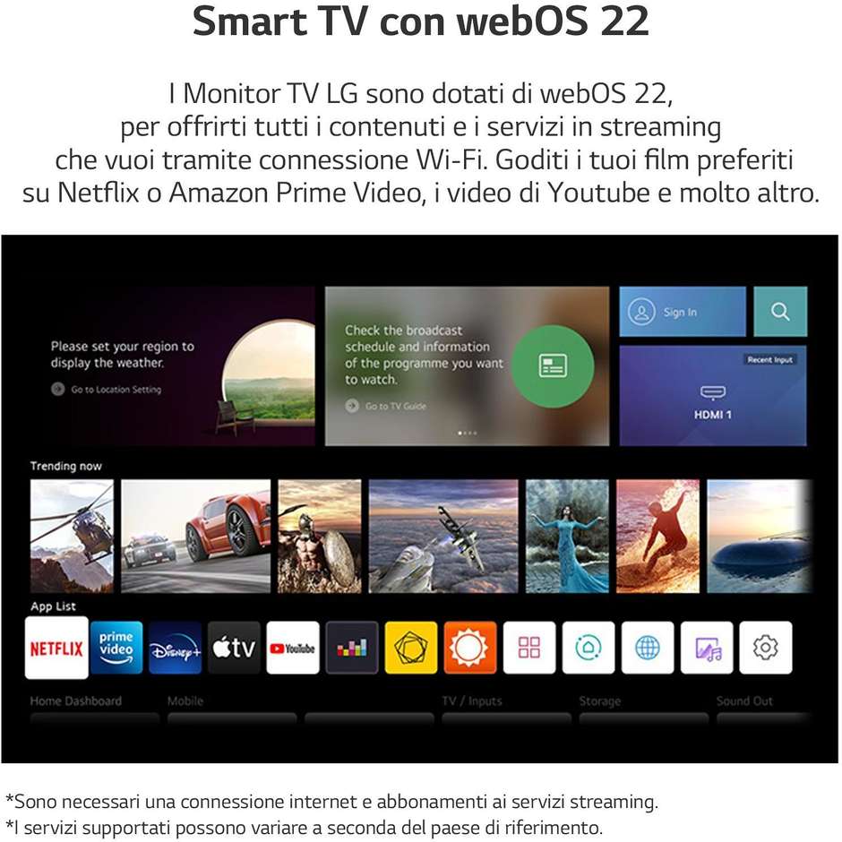 LG 24TQ510S-P Smart TV 24" LED HD Ready webOS Colore Black