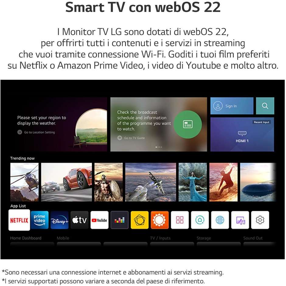 Lg 24TQ510S-P Tv LED 24" Hd-ready Smart tv wifi Classe E Colore Nero