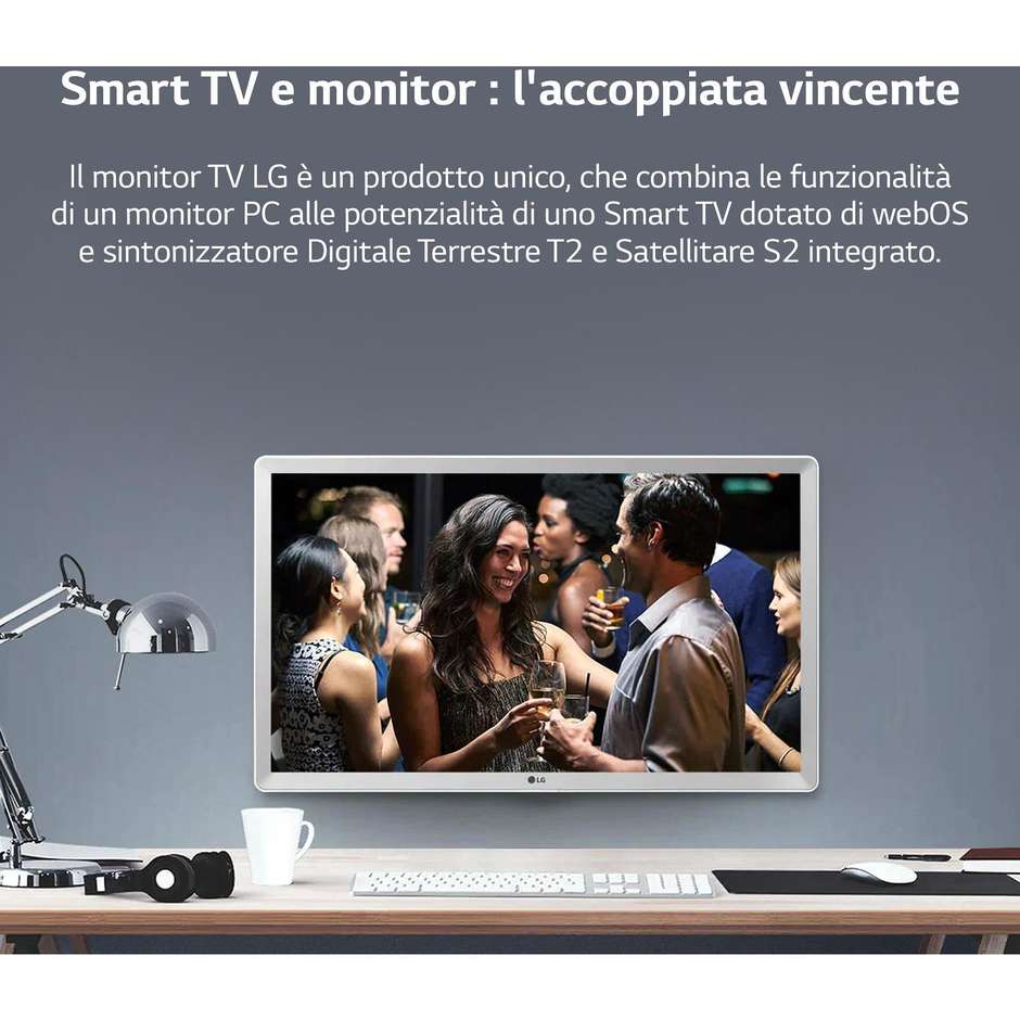 LG 24TQ510S-W Smart TV 24" LED HD Ready webOS Colore White