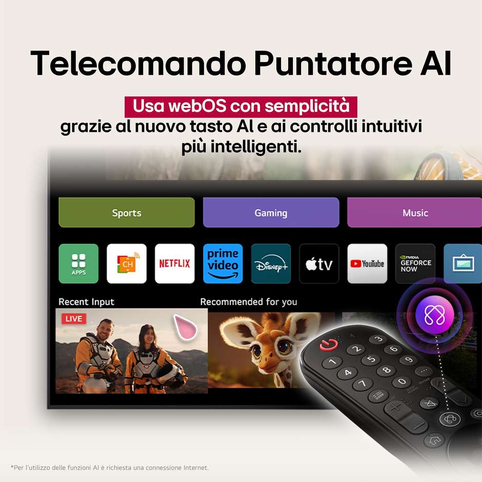 Lg 43NANO81A6A.API Smart TV NanoCell 43" 4K Ultra HD Wi-Fi DVB-T2 Classe G Nero