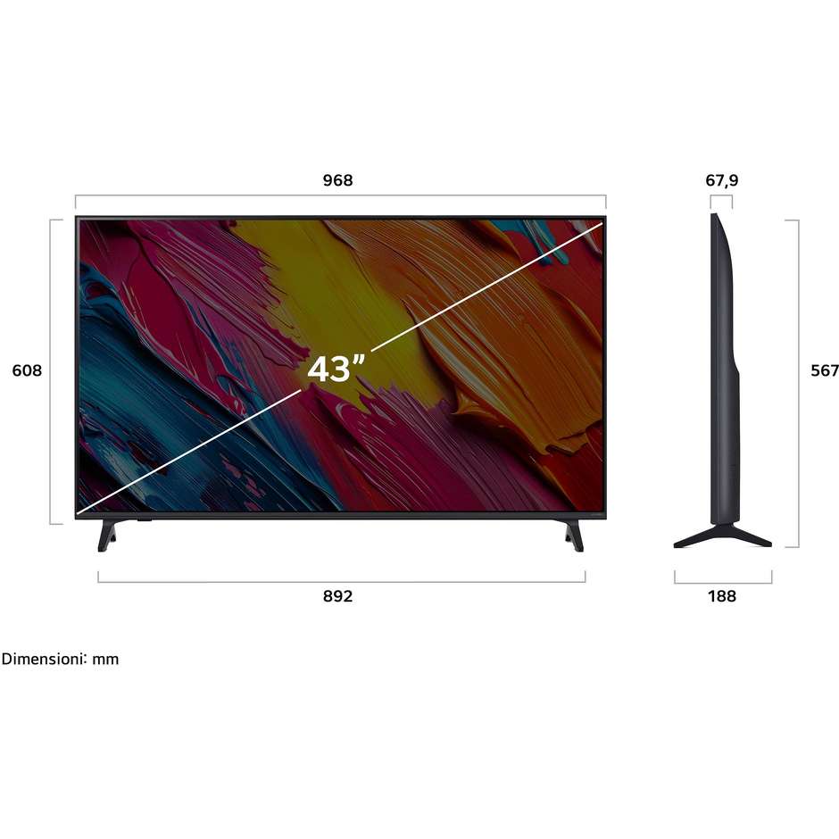 Lg 43QNED7A06A.API Smart TV LED 43" 4K Ultra HD Wi-Fi DVB-T2 Classe G Nero