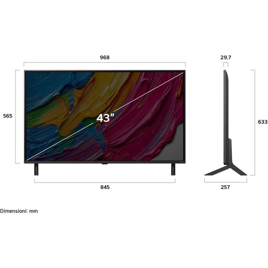 LG 43QNED80A6A.API Smart TV 43" LED 4K Ultra HD webOS Colore Black