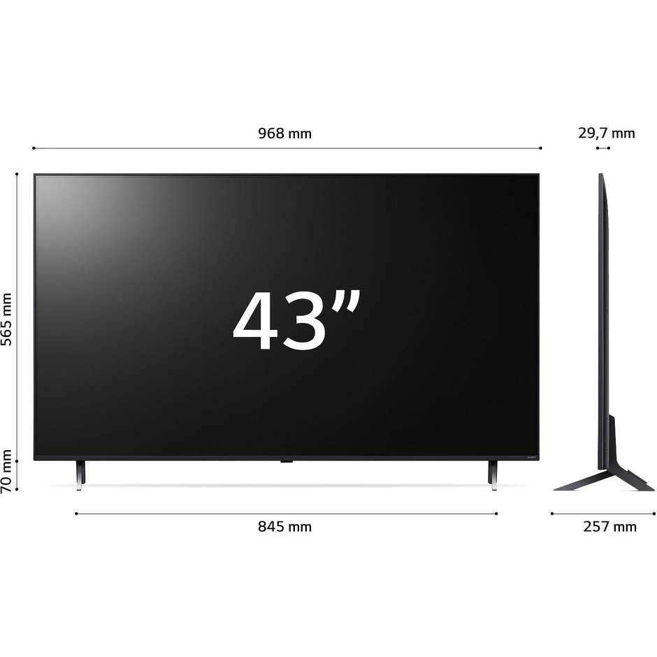 LG 43QNED80T6A.API TV LED 43" 4K Ultra HD Smart TV Wi-Fi Classe G colore cornice nero