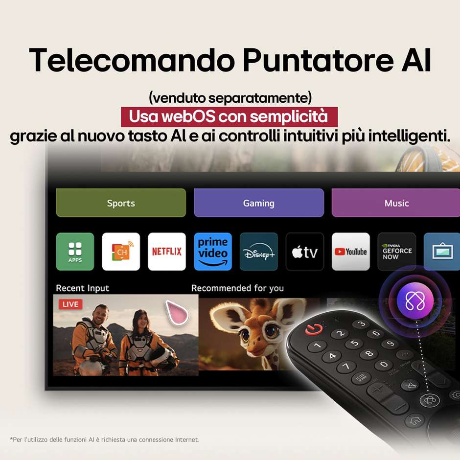 Lg 43UA75006LA.API Smart TV LED 43" 4K Ultra HD Wi-Fi DVB-T2 Classe G Nero