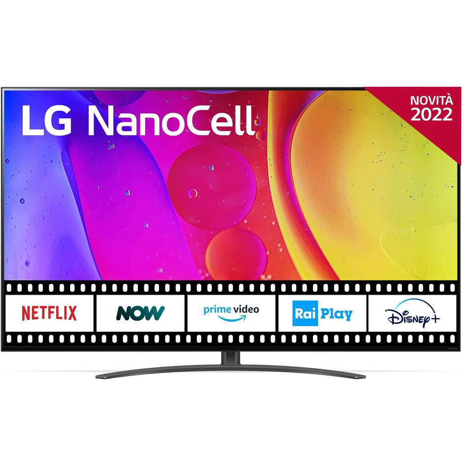LG 55NANO826Q Tv LED 55" 4K Ultra HD Smart TV Wi-Fi Classe G Colore cornice Grigio, Nero